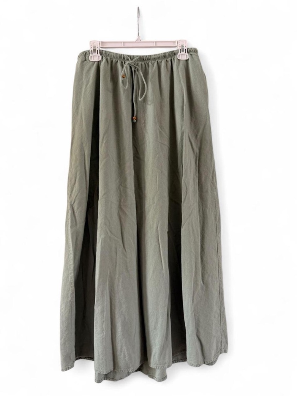 Wild Fable Light Green Drawstring Maxi Skirt with Flowing Silhouette- Size M